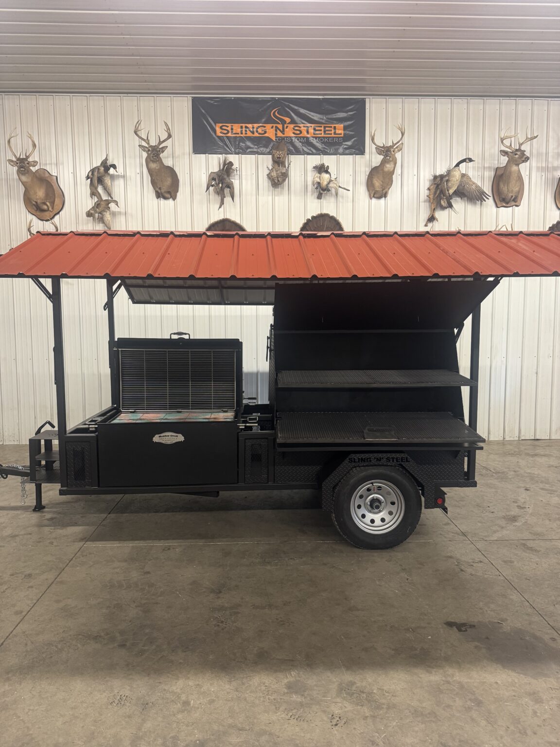 Custom Rig Grills SNS Ultimate Mega Grill With Roof Package – Sling 'N' Steel Custom Smokers